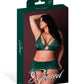 Evermore Bralette w/Skirt Garter & Thong 3 pc Set - Emerald QN