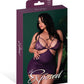 Leather & Lace Stretch Mesh and Lace Chemise w/Thong 2 pc Set - Plum 2X