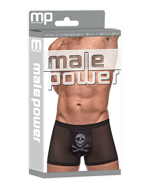 image of product,Private Screening Micro Mesh & Modal Skull Pouch Short Black