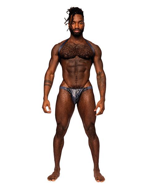 product image, Snaked Metallic Coated Shoulder Sling Harness Thong
