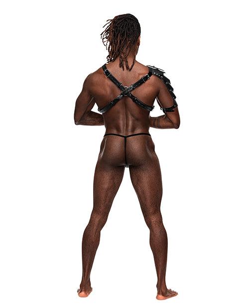 product image,Aquarius PU Leather Chest Harness w/Half Sleeve Black O/S
