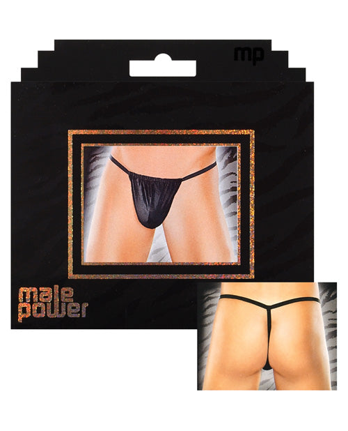 image of product,Male Power Nylon Lycra Pouch Thong Black O/S