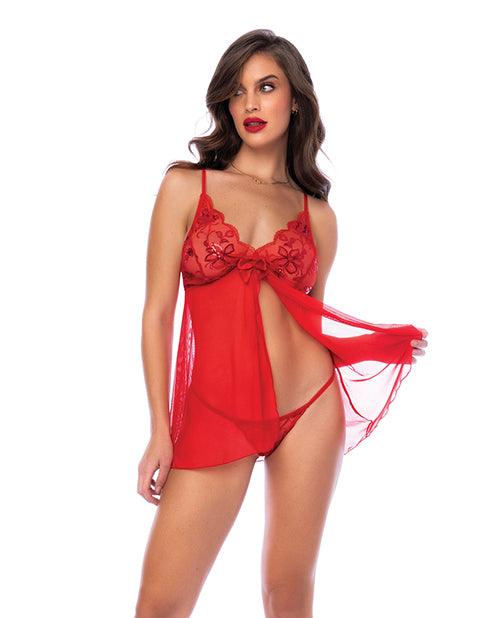 product image, Sequin Embellished Babydoll w/G-String - Red - SEXYEONE