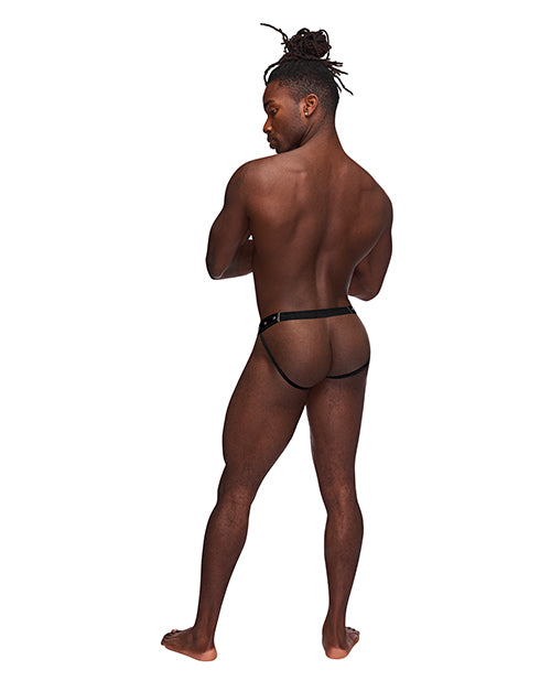 image of product,Fetish Cyclops Nylon Spandex Pouchless Jock Strap Black