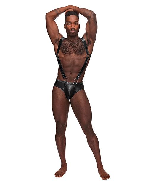 product image, Fetish Uranus Nylon Spandex Moonshine Harness Brief Black