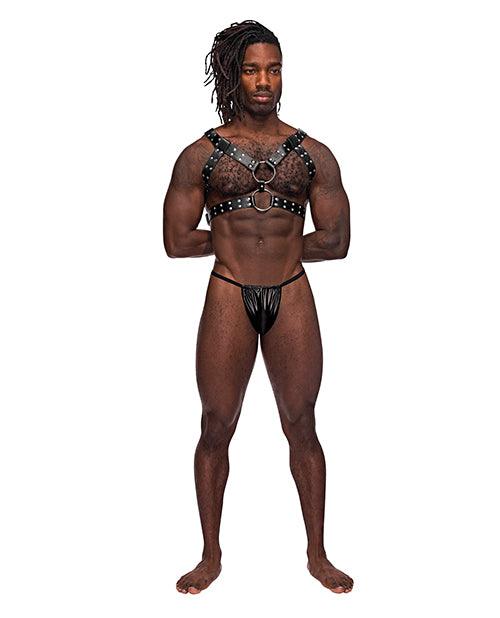 product image, Leather Gemini Double Ring Harness Black O/S