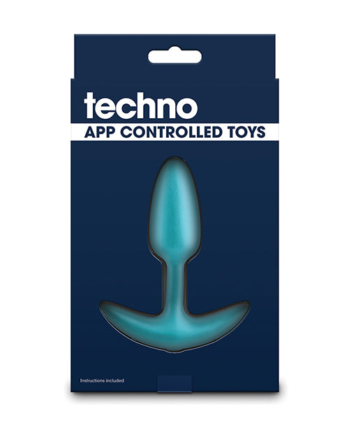 image of product,Techno Trance App Controlled Vibrating Anal Plug w/Remote - Blue