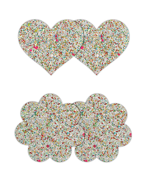 image of product,Pretty Pasties Heart & Flower Glow in the Dark - 2 Pair