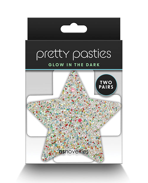 product image, Pretty Pasties Star & Cross Glow in the Dark - 2 Pair