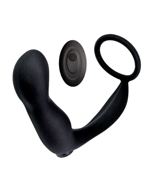 product image,Ass-station Contoured Anal Plug w/Remote - Black