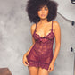 Valentine Lacey Babydoll w/G-String - Zinfandel