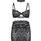 Perla Lace 3 pc Set w/Pearl Details - Black