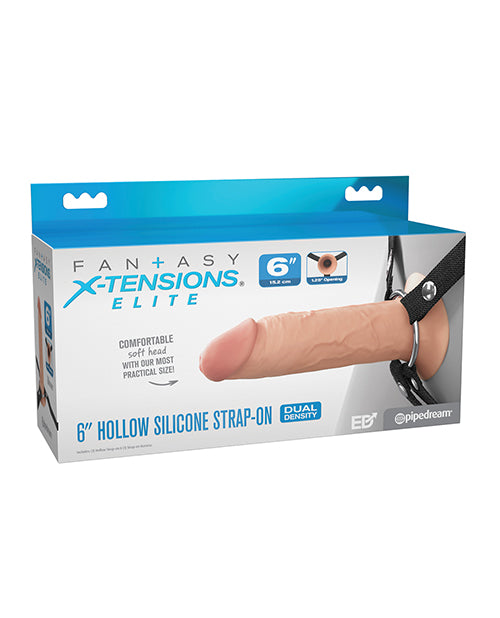 product image, Fantasy X-tensions Elite 6" Silicone Hollow Strap-on w/Harness - Light