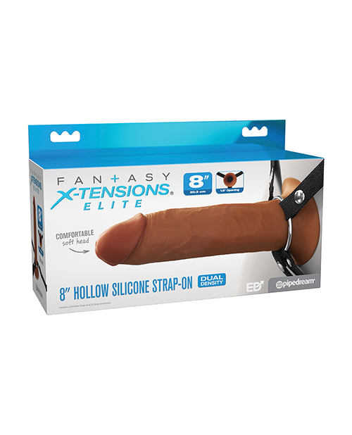 product image, Fantasy X-Tensions Elite 8" Silicone Hollow Strap-on w/Harness - Brown