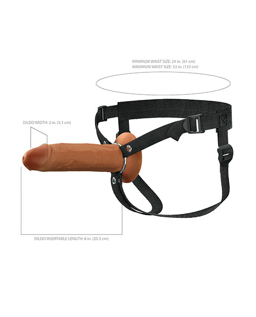 image of product,Fantasy X-Tensions Elite 8" Silicone Hollow Strap-on w/Harness - Brown