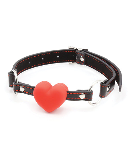 image of product,Plesur Heart Ball Gag w/Red Hearts - Black