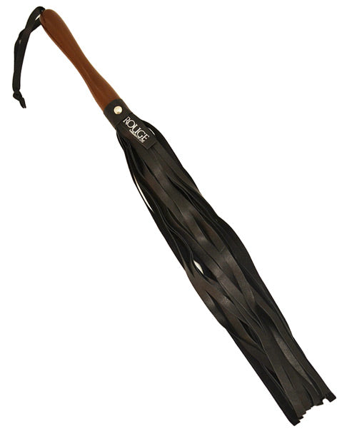 product image, Rouge Leather Flogger w/Wooden Handle - Black