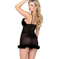 Afterhours Maribou & Mesh Chemise Black