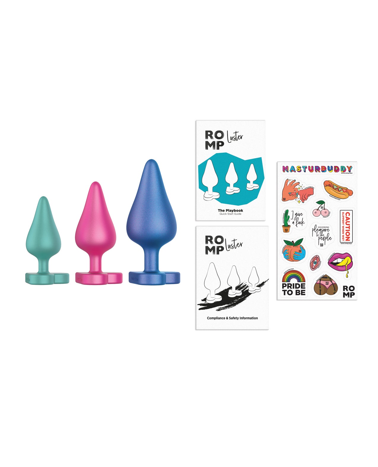 image of product,ROMP Luster Butt Plug Kit - Multi Color