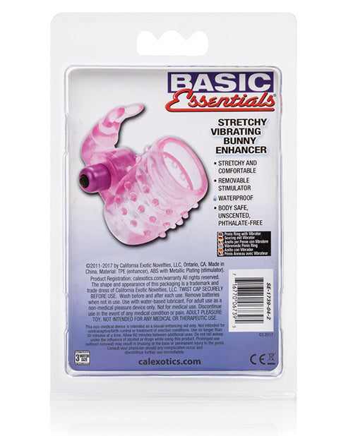 image of product,Basic Essentials Stretchy Vibrating Bunny Enhancer - Pink