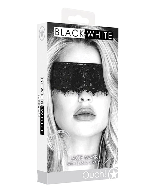 product image, Shots Ouch Black & White Lace Mask w/Elastic Straps - Black