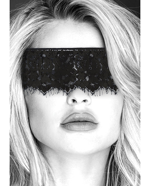 image of product,Shots Ouch Black & White Lace Mask w/Elastic Straps - Black