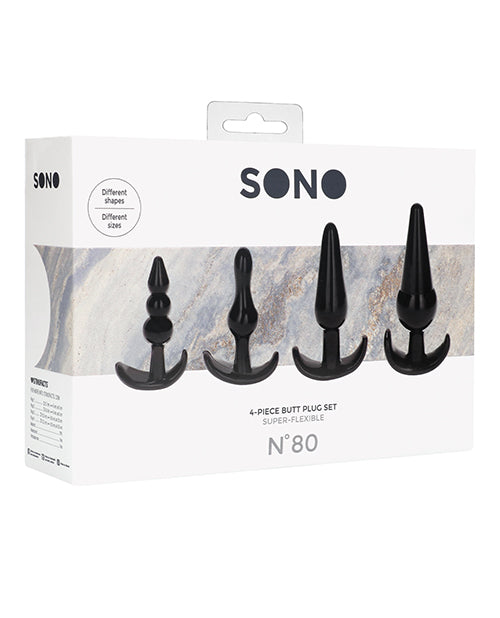 product image, Shots Sono No. 8 Butt Plug - Black Set of 4