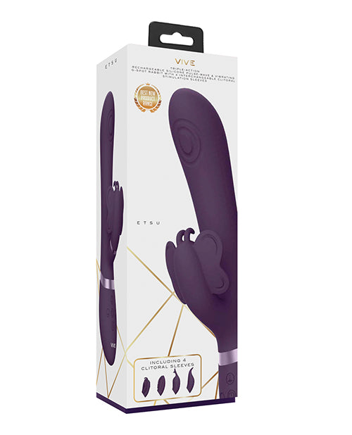 product image, Shots Vive Etsu  Pulse G-Spot Rabbit w/Interchangeable Clitoral Attachments - Purple