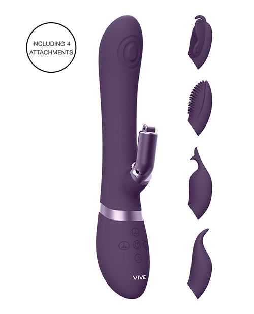 image of product,Shots Vive Etsu  Pulse G-Spot Rabbit w/Interchangeable Clitoral Attachments - Purple