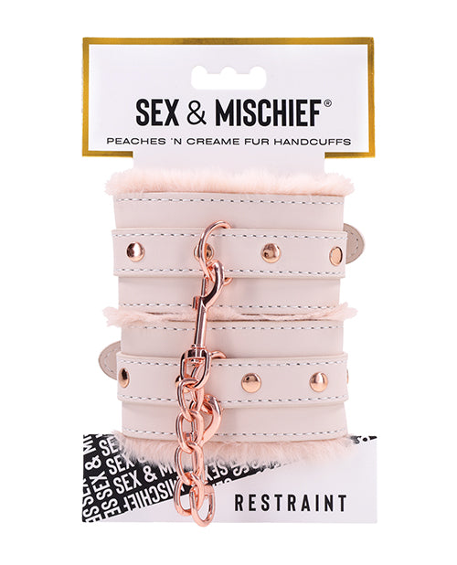 product image, Sex & Mischief Peaches 'n CreaMe Fur Handcuffs