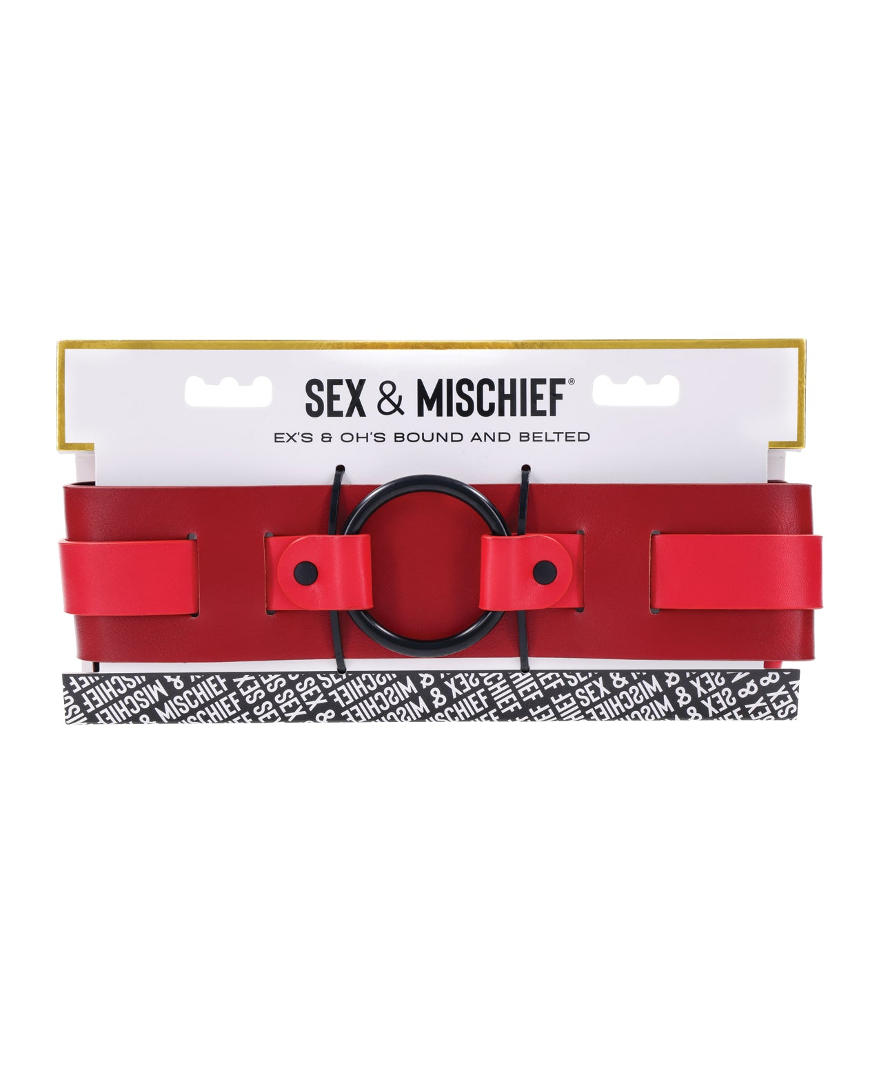 product image, Sex & Mischief Ex's & Oh's Bound & Belted - Red/Black