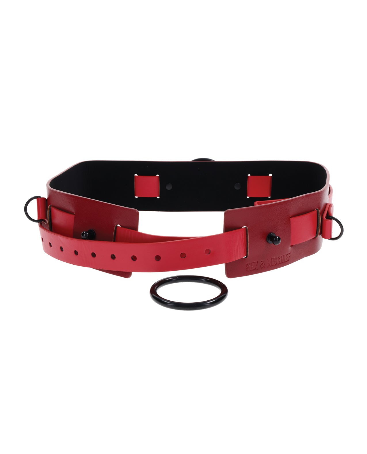 image of product,Sex & Mischief Ex's & Oh's Bound & Belted - Red/Black