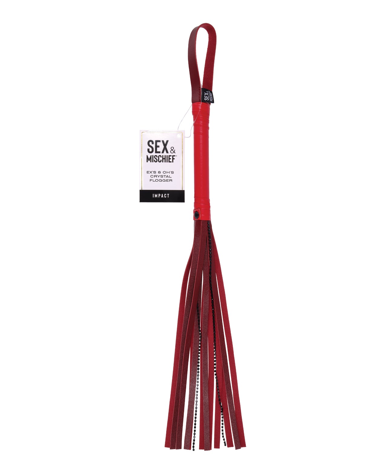 product image, Sex & Mischief Ex's & Oh's Crystal Flogger - Red