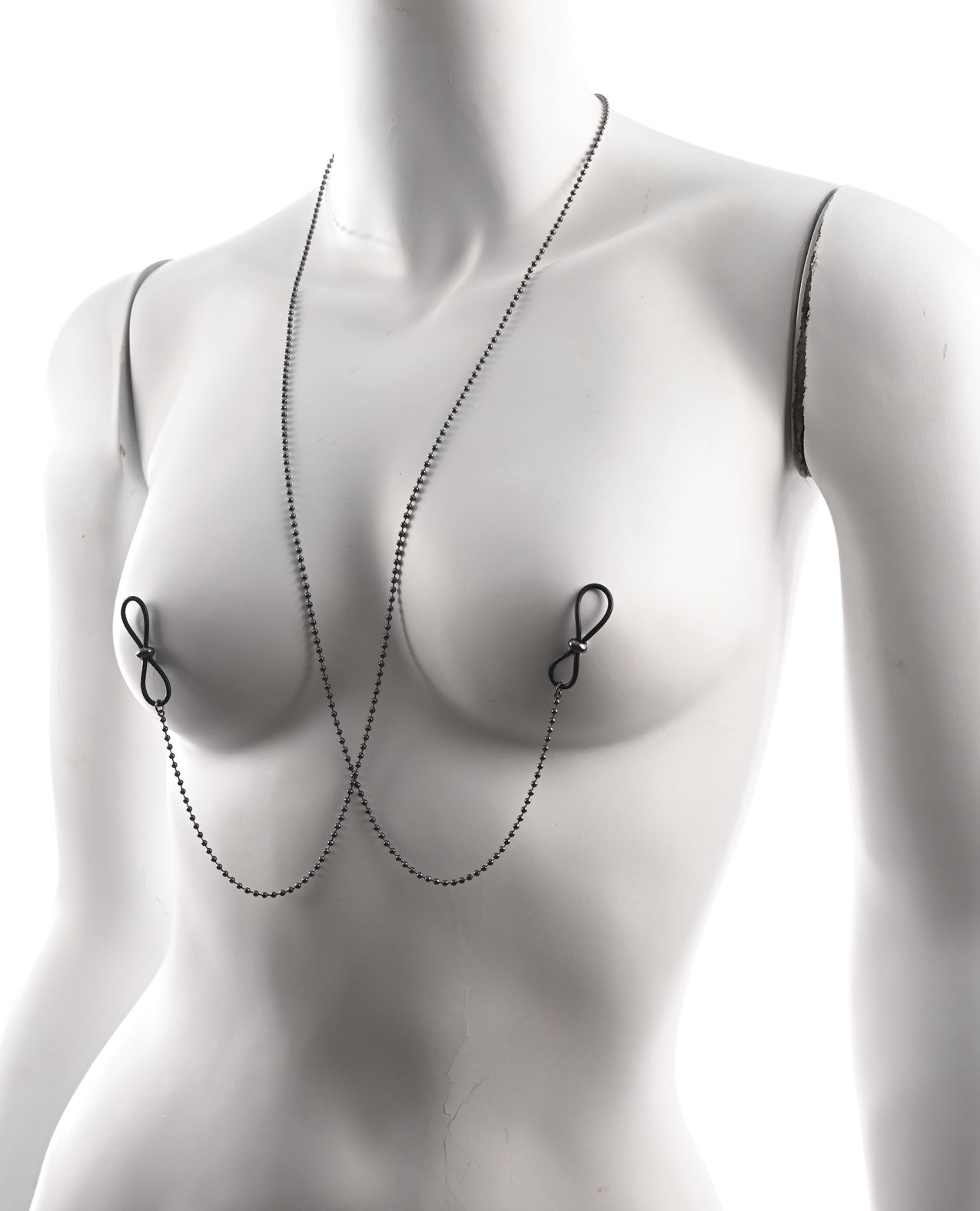 image of product,Sex & Mischief Ex's & Oh's Body Jewelry w/Nipple Ties - Black