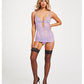 Lace & Mesh Triangle Cup Chemise W/garters & Thong