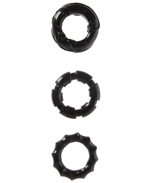 image of product,MALESATION Stretchy Cock Rings - Pack of 3 Black