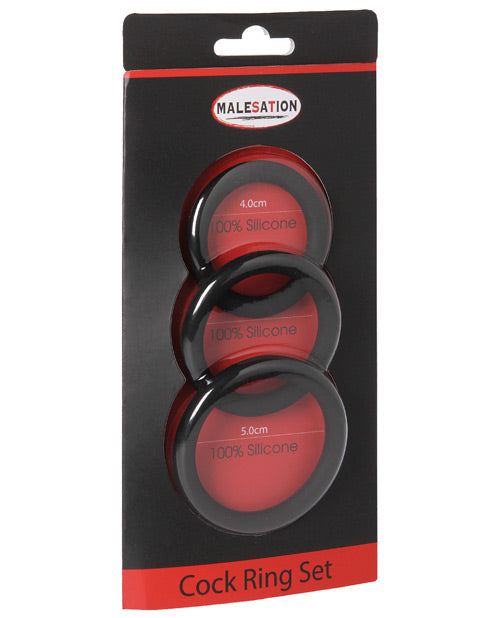 product image, MALESATION Cock Ring Set - Pack of 3 Black