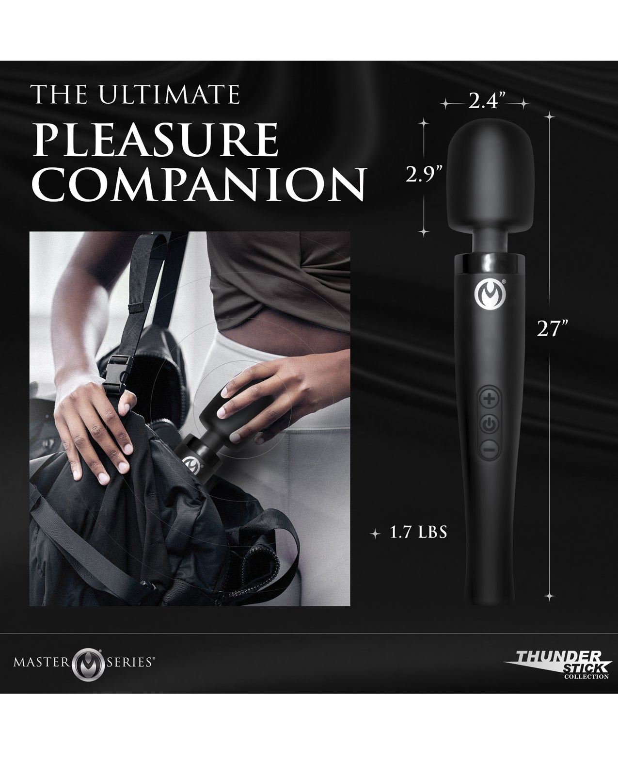 image of product,Master Series Thunderstick Pro Wand Massager - Black