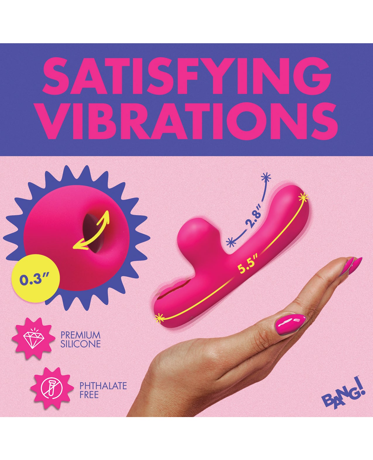 image of product,Bang! 10X G-Spot Rabbit Vibrator w/Suction - Pink