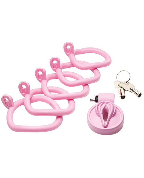 image of product,Master Series Pussification Vulva Locking Chastity Cage - Pink