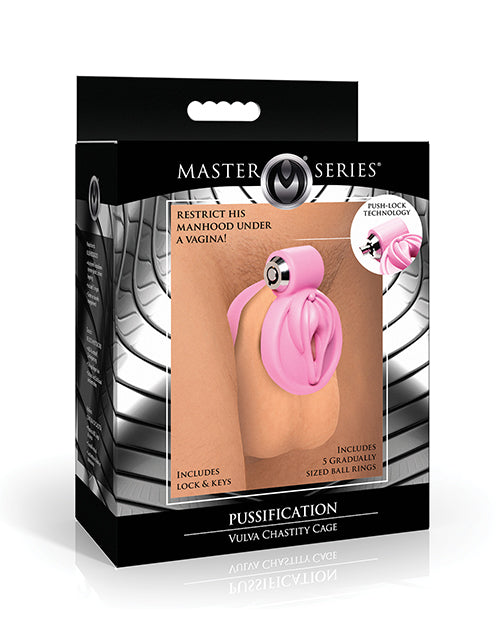 image of product,Master Series Pussification Vulva Locking Chastity Cage - Pink