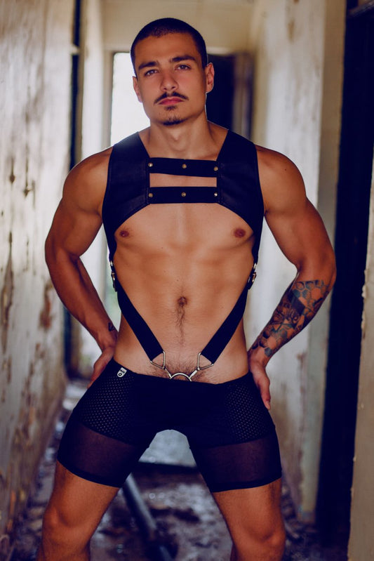 product image,DNGEON Croptop Cockring Harness