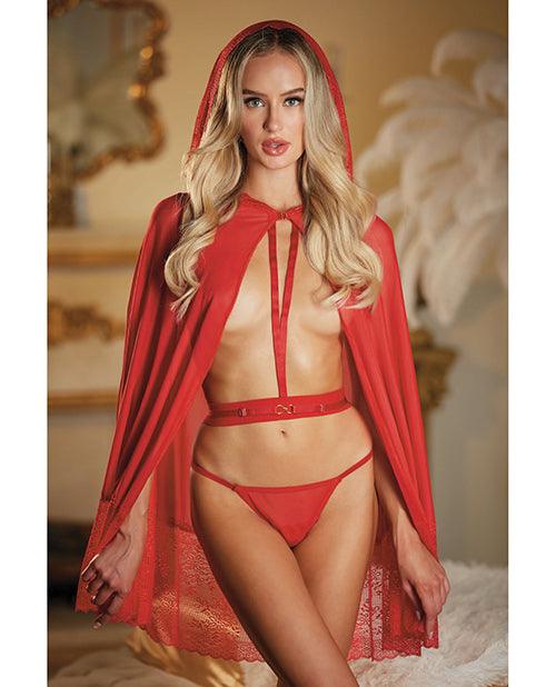 image of product,Allure Lace & Mesh Cape W/attached Waist Belt (g-string Not Included) O/s - SEXYEONE