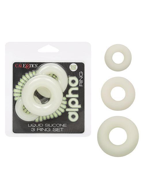 product image, Alpha Liquid Silicone Glow in the Dark Cock Ring - Set of 3 - SEXYEONE