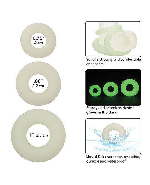 image of product,Alpha Liquid Silicone Glow in the Dark Cock Ring - Set of 3 - SEXYEONE