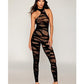 Asymmetrical Knitted Bodystocking w/Slash Design - Black O/S - SEXYEONE