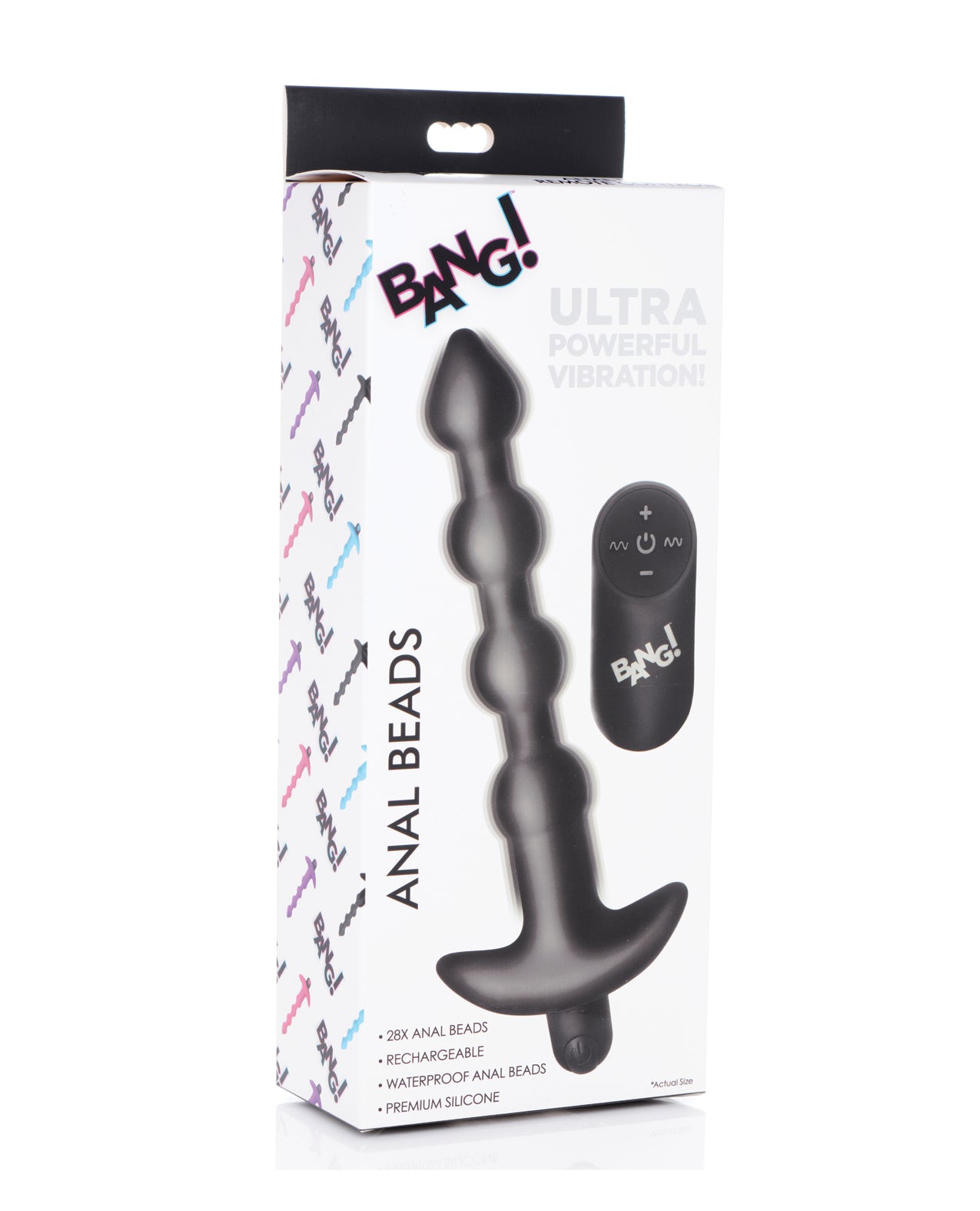 image of product,Bang! 28X Vibrating Silicone Anal Beads w/Remote Control - SEXYEONE