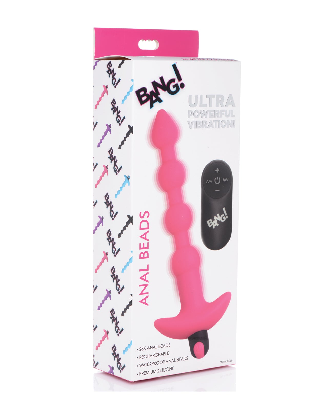 image of product,Bang! 28X Vibrating Silicone Anal Beads w/Remote Control - SEXYEONE