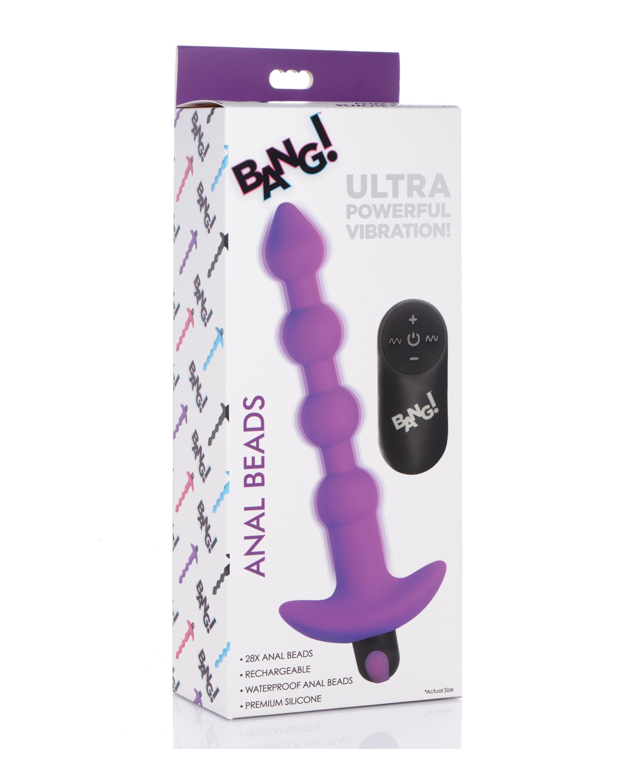 image of product,Bang! 28X Vibrating Silicone Anal Beads w/Remote Control - SEXYEONE