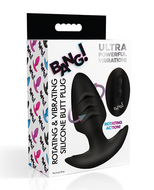 product image, Bang! Rotating & Vibrating Tapered Butt Plug w/Remote - Black - SEXYEONE